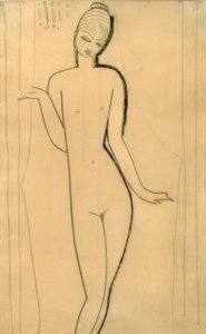 裸の若い女の子-caryatid 作： Amedeo Modigliani