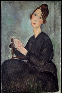 デディ（オデット・ヘイデン）の肖像」 アメデオ・モディリアーニ（1884-1920）の絵画 1918年 日0.92x0.6 m - パリ国立近代美術館 - デディ（オデット・ヘイデン）の肖像 - アメデオ・モディリアーニ（1884-1920）の絵画、油彩、キャンバス（92x60cm）。 作： Amedeo Modigliani