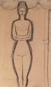 立ち裸（紙に鉛筆） 作： Amedeo Modigliani