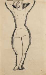 腕を上げて立っているヌード、1911