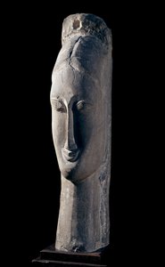 Testa di donna.女性の頭。アメデオ・モディリアーニ（1884-1920）の彫刻 作： Amedeo Modigliani