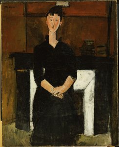 暖炉のそばに座った女、1915 作： Amedeo Modigliani