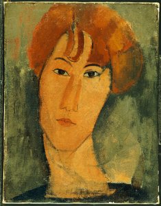 首輪を着ている赤い髪の若い女性 作： Amedeo Modigliani