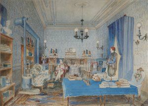 1850年、コンスタンティノープルで書斎に立つパーヴェル・ペトロヴィッチ・ヴィアゼムスキー王子 作： Amedeo Preziosi