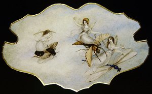 昆虫で遊ぶ妖精たち 1860年頃（紙に水彩・鉛筆） 作： Amelia Jane Murray