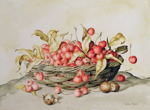 さくらんぼのバスケット、1998（紙にトイレ） 作： Amelia Kleiser