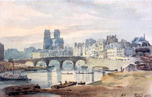 サンルイ島からのノートルダムドパリ、1819年 作： Amelia Long