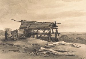 ハローでの眺め: 農場労働者、荷馬車、荒廃した納屋 作： Amelia Long
