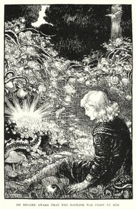 バジリスクが自分の近くにいることに気づいた。 作： Amelia M. (attr.to) Bowerley or Bauerle