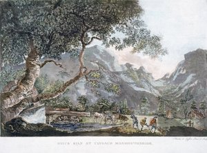 煉瓦窯、クリダック、モンマスシャー、1795年（着色されたアクアチント） 作： Amelia de Suffren