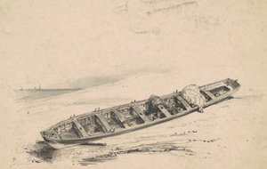 浜辺のロングボート 作： American 19th Century
