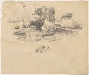 牛の群れ 作： American 19th Century