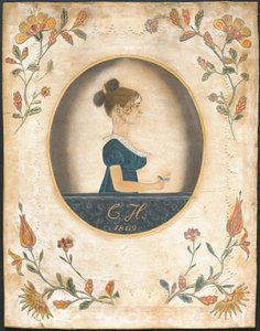 バラを持つ女性 作： American 19th Century