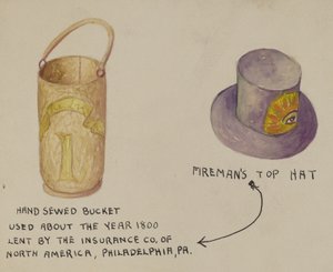 消防士の帽子とバケツ 作： American 20th Century