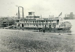 セントルイスに停泊中の船尾付き船「U.S. Oleander」、1880年頃（モノクロ写真）