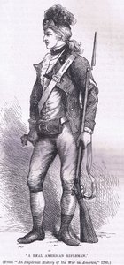 本物のアメリカ人ライフルマン、1900年頃にCassell, Petter & Galpin社から出版されたCassells History of the United Statesからのイラスト（リトグラフ）。