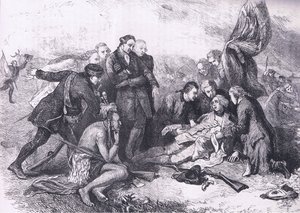 ウォルフの死、1900年頃にCassell, Petter & Galpin社から出版されたCassells History of the United Statesに掲載されたイラスト（リトグラフ）。