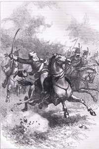 1900年頃にCassell, Petter & Galpin社から出版された『Cassells History of the United States』に掲載されたイラスト「The charge of the Pulaski」（リトグラフ）。