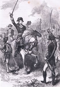 1900年頃にCassell, Petter & Galpin社から出版された『Cassells History of the United States』に掲載された独立宣言文のイラスト（リトグラフ）。 作： American English school