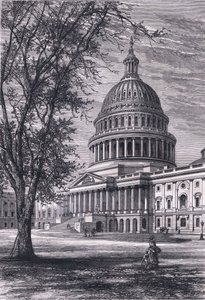 1900年頃にCassell, Petter & Galpin社から出版された『Cassells History of the United States』に掲載されたワシントンの国会議事堂の図版（リトグラフ）。 作： American English school
