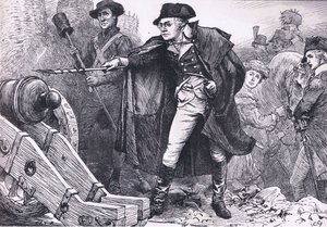 ヨークタウン包囲戦でのワシントン、1900年頃にCassell, Petter & Galpin社から出版されたCassells History of the United Statesに掲載されたイラスト（リトグラフ版 作： American English school