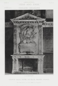 暖炉：フランス・トロワのHotel De VilleのGrande Salle(白黒写真) 作： American Photographer (after)