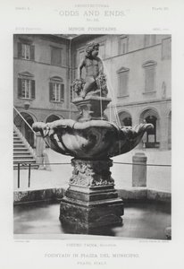 イタリア・プラート市ムニチピオ広場の噴水（モノクロ写真 作： American Photographer (after)