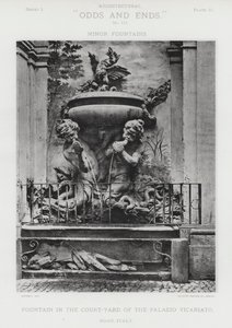 イタリア・ローマ ヴィカリアート宮殿の中庭の噴水（モノクロ写真 作： American Photographer (after)