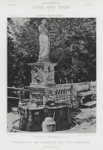 イタリア・ローマ、ボルゲーゼ邸庭園の噴水（モノクロ写真 作： American Photographer (after)