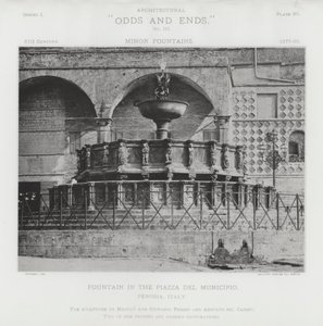 イタリア・ペルージャ、ムニチピオ広場の噴水（モノクロ写真 作： American Photographer (after)
