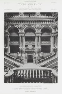 フランス・パリ、ヌーベル・オペラ座の大階段（モノクロ写真 作： American Photographer (after)