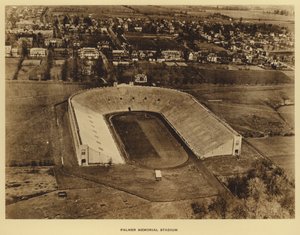 プリンストン大学（Princeton University）。パーマー・メモリアル・スタジアム(白黒写真) 作： American Photographer (after)
