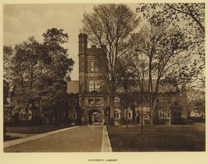 プリンストン大学（Princeton University）。大学図書館（モノクロ写真 作： American Photographer (after)