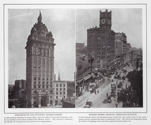 サンフランシスコMarket StreetのSpreckles or Call Building; Market Street, showing Chronicle Building (b/w photo) 作： American Photographer (after)