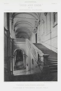イタリア・ミラノのブレラ美術館の階段（モノクロ写真
