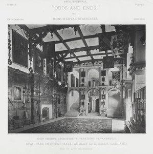 イギリス・エセックス州オードリーエンドの大広間の階段（モノクロ写真 作： American Photographer (after)