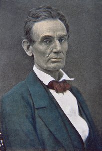 エイブラハム リンカーン (1809-65) 1860 年頃 (着色写真) 作： American Photographer