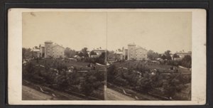ニューヨーク州オナイダ・コミュニティの建物と敷地、1870年頃（モノクロ写真