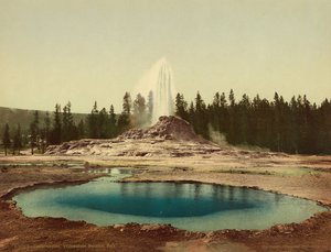 キャッスルガイザー、イエローストーン国立公園、1898年頃（フォトクローム 作： American Photographer