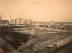 センタースクエア、市庁舎、ブロードマーケットストリート、フィラデルフィア、1871年頃（アルブメンプリント） 作： American Photographer