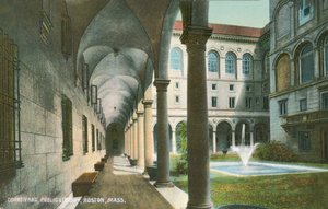 米国マサチューセッツ州ボストン市立図書館の中庭（カラー写真） 作： アメリカの写真家