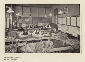 美術学校でのデザインクラス（モノクロ写真） 作： アメリカの写真家