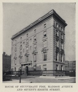 マディソン・アベニューとセブンティ・エイト・ストリートにあるStuyvesant Fishの家（モノクロ写真 作： American Photographer