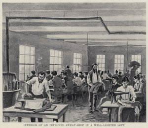 明るくなったロフトにある改良型汗かき工場の内部（モノクロ写真 作： American Photographer