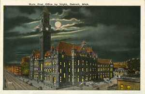 夜の郵便局（ミシガン州デトロイト）（カラー写真 作： アメリカの写真家