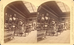メモリアル・ホール、アメリカ部門、1876年100周年記念国際博覧会、フィラデルフィア（ステレオスコピック・プリント） 作： アメリカの写真家