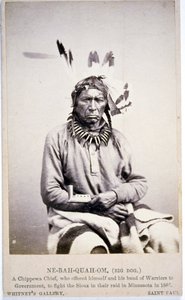 NE-BAH-QUAH-OM,ビッグ・ドッグ、チペワ族の酋長、ミネソタでスー族との戦いを申し出る。 作： American Photographer