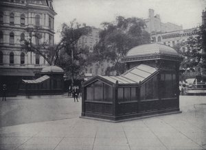ニューヨーク地下鉄入り口（モノクロ写真） 作： アメリカの写真家