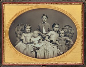 5人の子供の肖像,c.1850年（写真） 作： アメリカの写真家