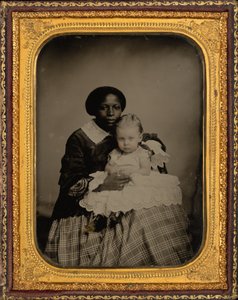女性と子供の肖像,c.1860年（写真） 作： アメリカの写真家
